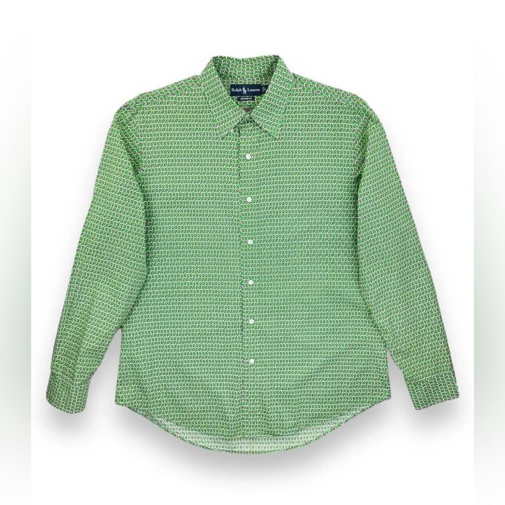 Polo Ralph Lauren Mens M Button Down Long Sleeve Collar Shirt Custom Fit Paisley